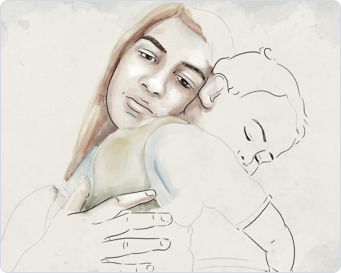 Mother and child illustration