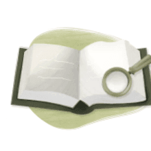 book with magnifying glass