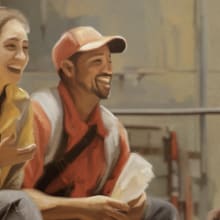 First responders laughing