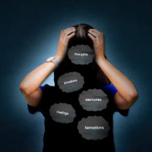 person overwhelmed by thoughts and feelings