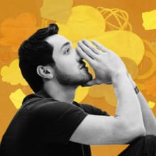 Sad person with yellow background