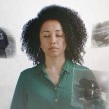 woman with images around her