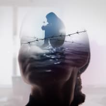 woman with image of girl inside her head