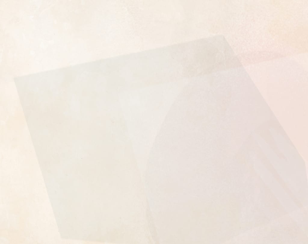 Soft, neutral-toned abstract background with layered translucent geometric shapes in beige and cream tones.