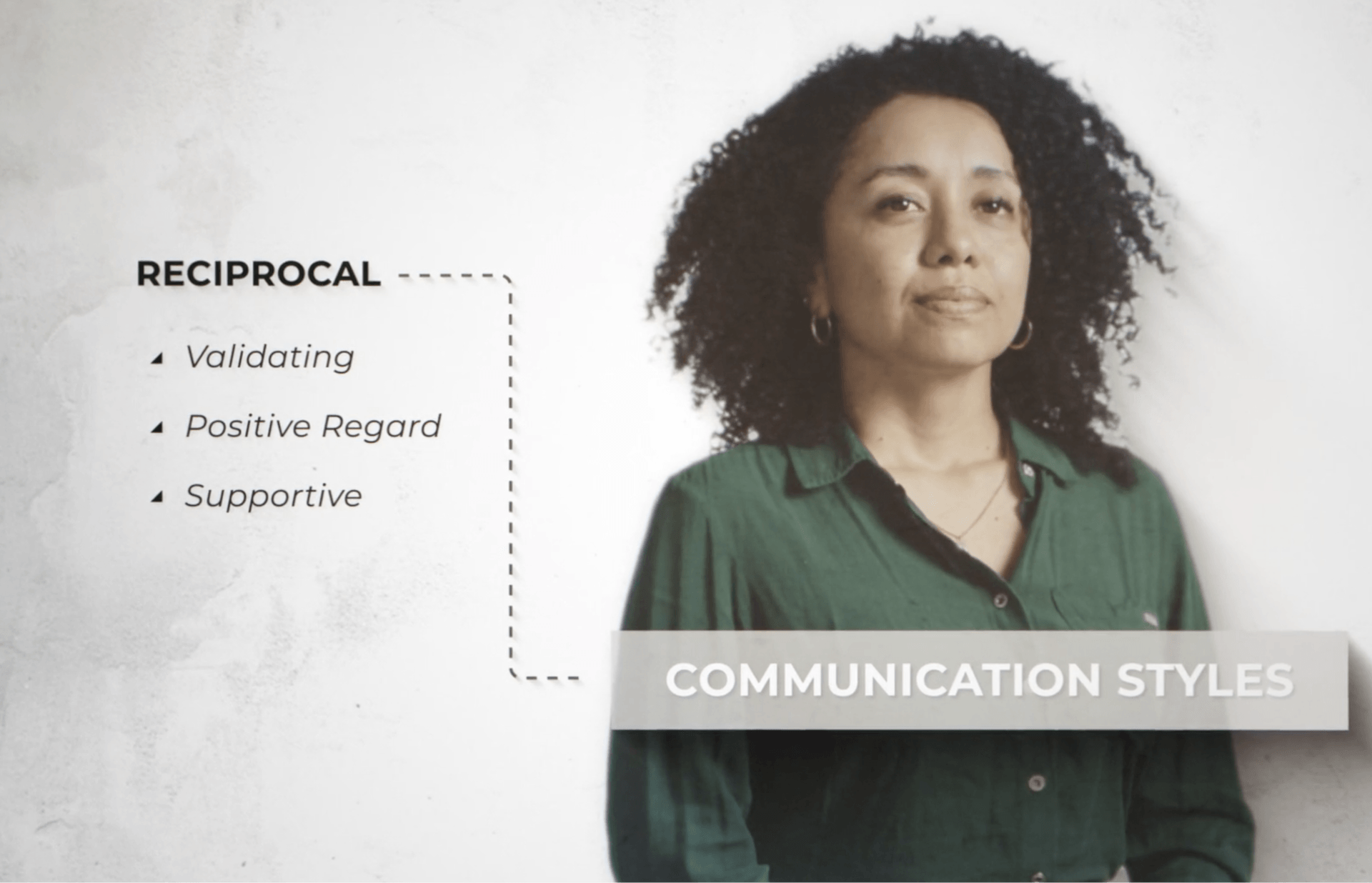 image of woman with text about reciprocal listening
